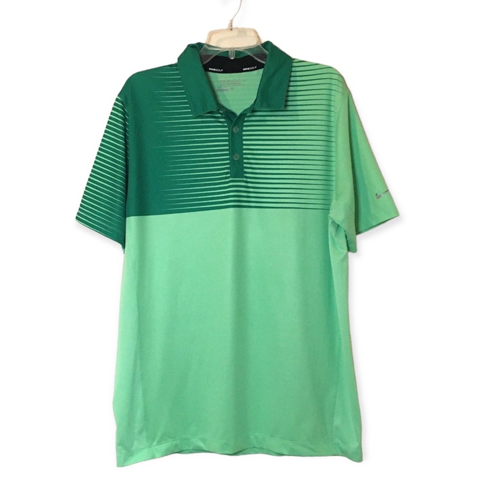 Nike Golf Polo Short Sleeve Green Stripe Size L